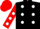 Silk - Black, white dots, white bars on red sleeves, white dots on red cap