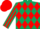 Silk - Dark Green and Red diamonds, striped sleeves, Red cap