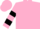 Silk - Pink, black circled 'rf', black bars on sleeves