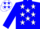 Silk - Blue, white 'dw' and stars, blue sleeves
