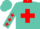 Silk - Turquoise, red cross and collar, red stars on sleeves