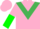 Silk - Pink, emerald green triangular panel, green halved sleeves