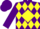 Silk - Purple, purple'je' on yellow diamond, yellow diamonds on purple sleeves