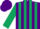 Silk - Purple, dark green stripes, teal sleeves, purple cap