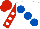 Silk - White, royal blue large spots, white dots on red sleeves, red cap