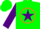 Silk - Green, orange circle, purple star, purple sleeves, green cap