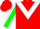 Silk - Red, white triangular panel, green sleeves, white seams