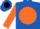 Silk - Royal blue, black snow capped mountains on orange ball, royal blue bars on orange sleeves