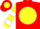 Silk - Red, red silhouette on yellow ball, yellow and white bars on sleeves
