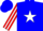 Silk - Blue, red framed white 'kj' in white horseshoe, red framed white star stripe on sleeves