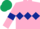 Silk - Pink, dark blue triple diamond and armlets, dark green cap