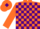 Silk - Orange & purple check, purple diamond on cap