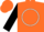Silk - Orange, black and white circle, white band on black sleeves