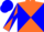 Silk - Orange and blue diagonal quarters, orange and blue diagonally quartered sleeves, blue cap