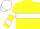 Silk - yellow, white hoop, hooped sleeves, white cap