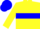 Silk - Yellow, blue 'h', blue hoop on yellow sleeves, yellow and blue cap