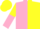 Silk - Pink & yellow halved, sleeves reversed, yellow cap