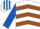 Silk - White, Brown chevrons, Royal Blue sleeves, Royal Blue and White striped cap