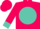 Silk - Hot pink, 'nb' on turquoise ball, turquoise cuffs
