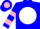 Silk - Blue, pink 'h' on white ball, pink bars on sleeves