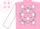 Silk - Pink, white 'kh' in circle, white stars on front, white sleeves, pink bands