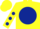 Silk - Yellow, dark blue disc, dark blue spots on sleeves, yellow cap