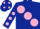 Silk - Dark blue, large pink spots, pink spots on sleeves, dark blue cap, pink spots