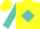 Silk - Yellow, turquoise diamond framed 'b', yellow band on turquoise sleeves