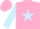 Silk - Pink, light blue star, pink bars on light blue sleeves, pink cap