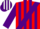 Silk - Red, red 'rowell' on purple sash, white and purple stripes on sleeves