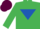 Silk - Emerald green, royal blue inverted triangle, maroon cap