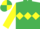 Silk - EMERALD GREEN, yellow triple diamond & sleeves, quartered cap
