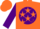 Silk - Orange 'b' on purple ball, orange stars on purple sleeves, orange cuffs