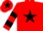 Silk - Red, black star, hooped sleeves, black star on cap