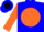 Silk - Blue, black and orange ball, blue hoops on orange sleeves