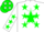 Silk - White, white 'c' on green star, green stars on front, white sleeves with green stars