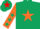 Silk - Dark Green, Orange star, Orange sleeves, Dark Green stars, Dark Green cap, Red star