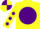 Silk - Yellow, purple disc, yellow sleeves, purple spots, quartered cap