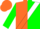 Silk - Orange and green halves, white sash, white band on orange and green sleeves