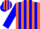 Silk - Orange,blue stripes,orange cufffs on blue sleeves