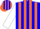 Silk - Blue, orange 'b', orange stripes on white sleeves