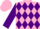 Silk - Pink and purple diamonds, purple sleeves, pink cap, purple hoops