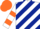 Silk - White, Orange and Dark Blue diagonal stripes, White and Orange hooped sleeves, Orange cap