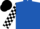 Silk - Royal blue, white & black check sleeves, m emblem on back, matching cap