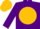 Silk - Purple, gold sleevs, purple 'c' on gold ball on back, matching cap