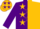 Silk - Purple and gold diagonal halves, gold stars on purple sleeves