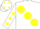Silk - White, large yellow spots, yellow spots on sleeves, white cap, yellow spots
