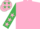 Silk - Pink, emerald green sleeves, pink stars and cap