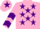 Silk - Pink, purple stars, chevrons on sleeves, pink cap, purple star