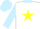 Silk - White, yellow star, light blue collar, sleeves and cap